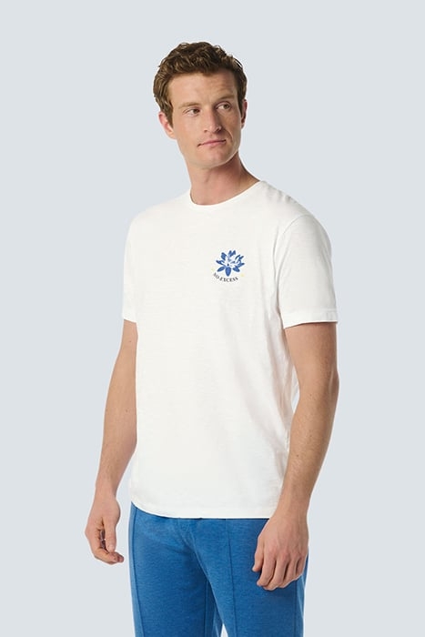 T-SHIRT CREWNECK PLACED PRINTS GARMENT DYED SLUB WHITE 1