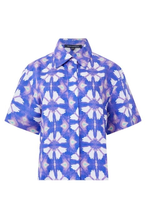 FRENCH CONNECTION DORY BIRDIE LINEN SHORT SLV SH SHIRT ROYAL 3