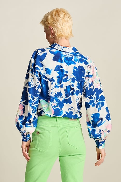 BLOUSE - VIOLET CRANE BIRDS BLUE 2