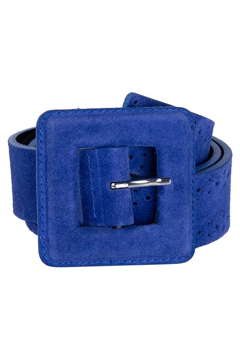 AVRIL - SANTORIN BLUE BELT IN CERTIFIED PERFORATED SUEDE LEA 1