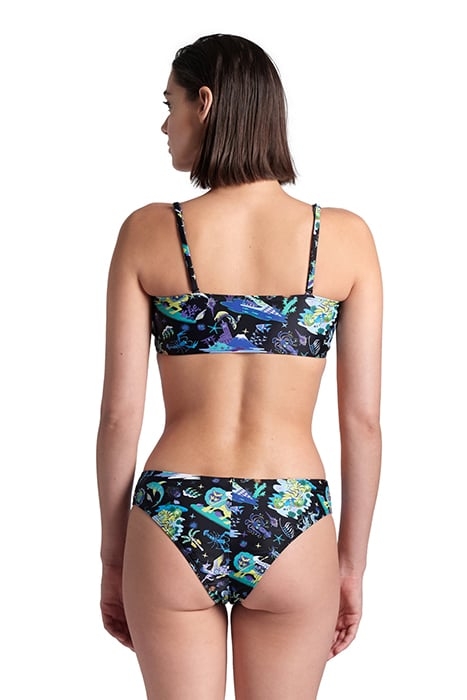 WOMEN'S ARENA FUN PLANET BIKINI BANDEAU BLACK MULTI 2