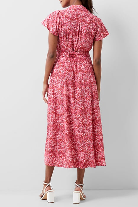 FRENCH CONNECTION CASS DELPHINE SS V NK MIDI DRESS TRUE RED 2