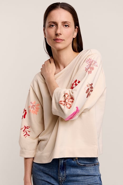 QUINTY: SWEATSHIRT EMBELLISHED SWEAT IVORY 1