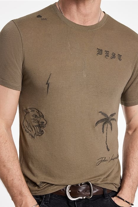 SS CREW TEE - ALL OVER EMBRODIERY HAZE 3