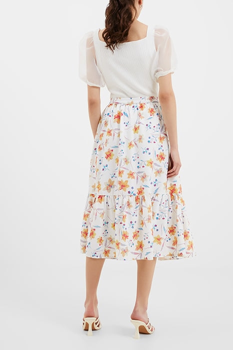 CAMILLE DRAPE TIERED MIDI SKRT WHITE 3