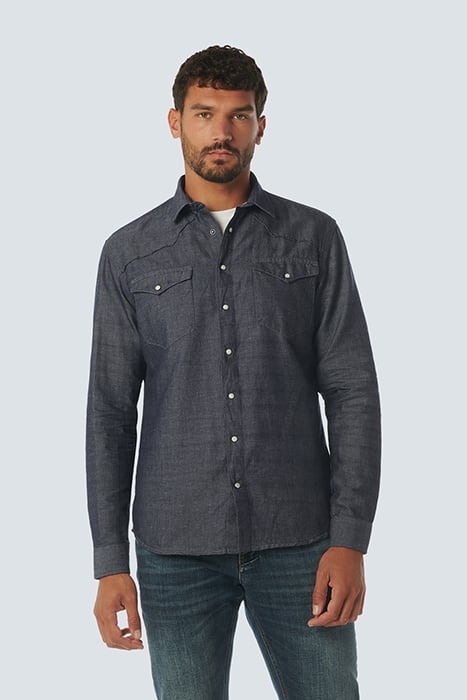 SHIRT DENIM LOOK WITH LINEN INDIGO 1