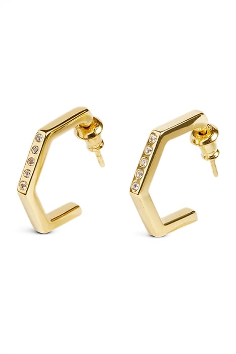 CRYSTAL HEXAGON EARRING GOLD 1