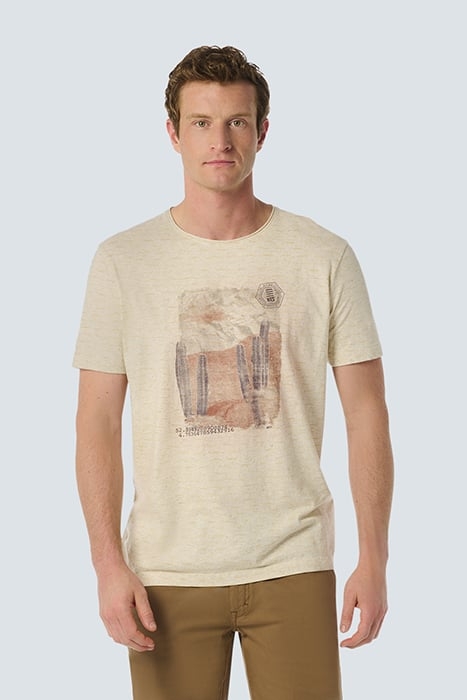 T-SHIRT CREWNECK SLUB STRIPES WITH LINEN CEMENT 1