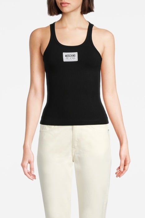 LOGO PATCH COTTON TANK TOP BLACK 1
