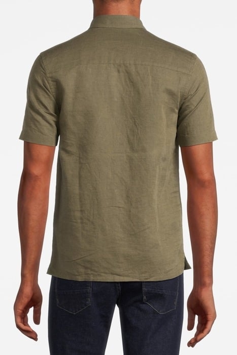 COTTON LINEN SHORT SLEEVE SHIRT OLIVE 2