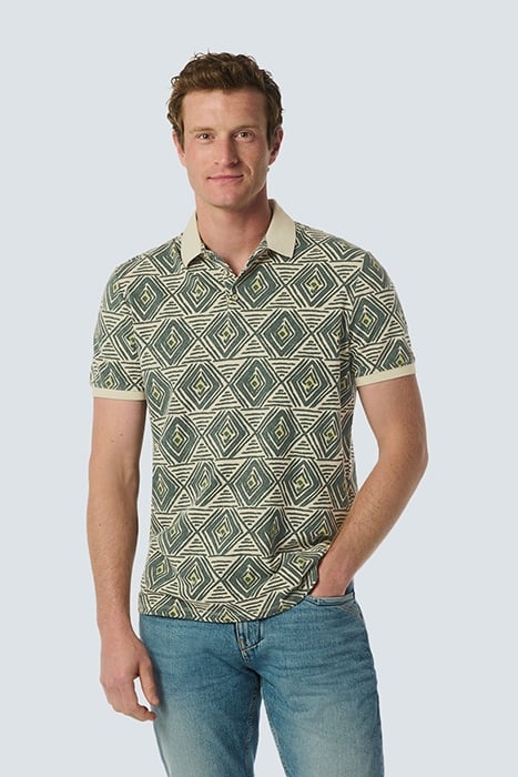 POLO PIQUE ALLOVER PRINTED STRETCH CEMENT 1