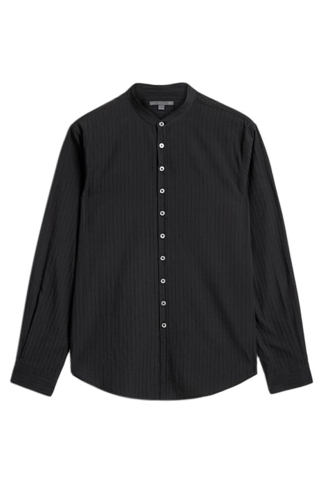 MULTI BUTTON BAND COLLAR SHIRT BLACK 2