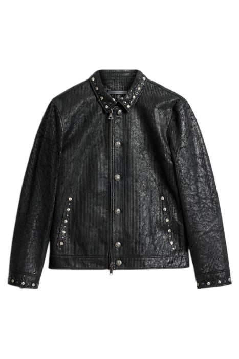 RIVET DETAILED SIDE SUQARE PATCH LEATHER BLACK 2