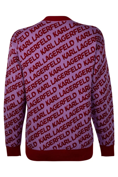 ALLOVER LOGO JACQUARD SWEATER FUCHSIA/RED 2