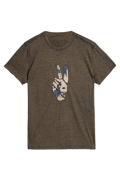 SS CREW TEE - PEACE EMBROIDERY OLIVE 2