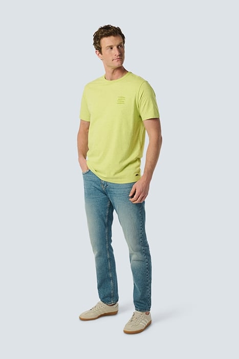 T-SHIRT CREWNECK PLACED PRINTS GARMENT DYED MELANGE LIME 3