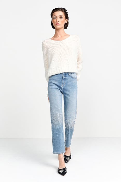 V-NECK PULLOVER PEARL WHITE 1