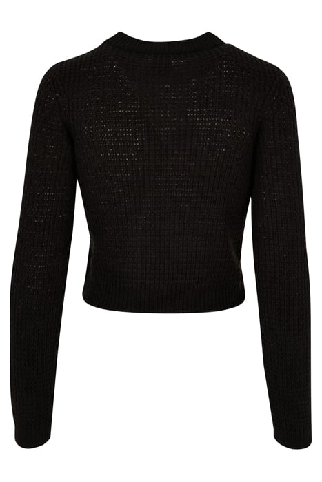 LADIES SHORT WAFFLE SWEATER BLACK 5