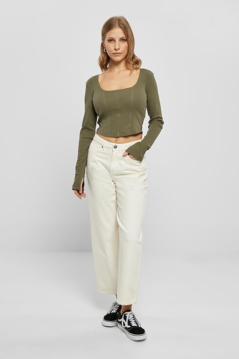 LADIES SHORT RIB CORSAGE LONGSLEEVE OLIVE 3