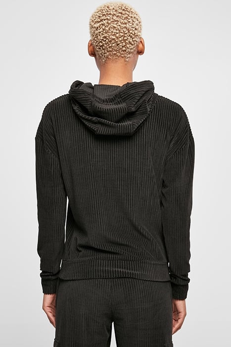 LADIES VELVET RIB HOODY BLACK 2