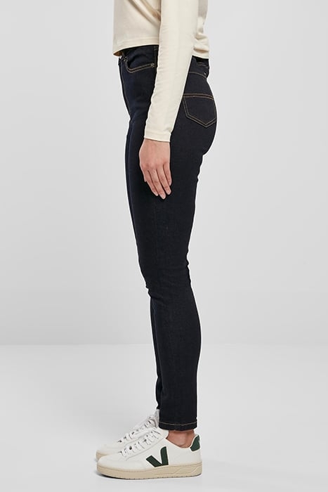LADIES ORGANIC HIGH WAIST SKINNY JEANS DARKBLUE RAW 6