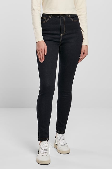LADIES ORGANIC HIGH WAIST SKINNY JEANS DARKBLUE RAW 1