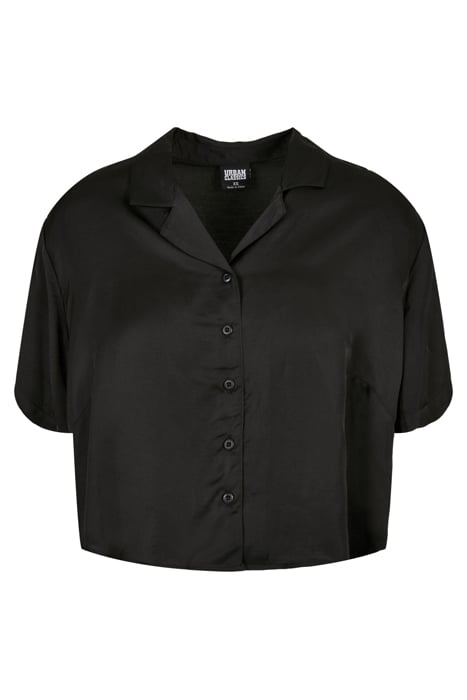 LADIES VISCOSE SATIN RESORT SHIRT BLACK 4