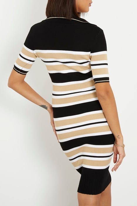 MAIA SS DRESS SWTR BLACK WHITE TAUPE ST 2