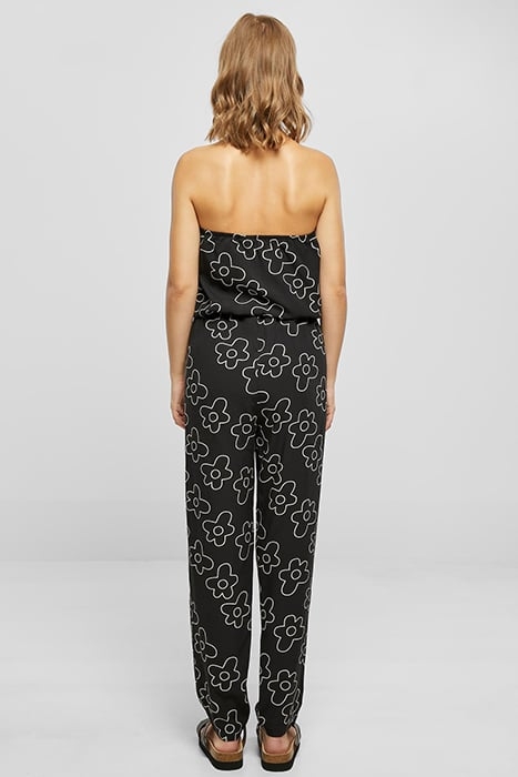 LADIES VISCOSE BANDEAU JUMPSUIT BLACKFLOWER 2