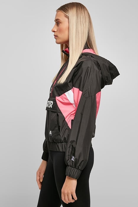 LADIES STARTER COLORBLOCK HALFZIP WINDBREAKER BLACK/PINKGRAP 6