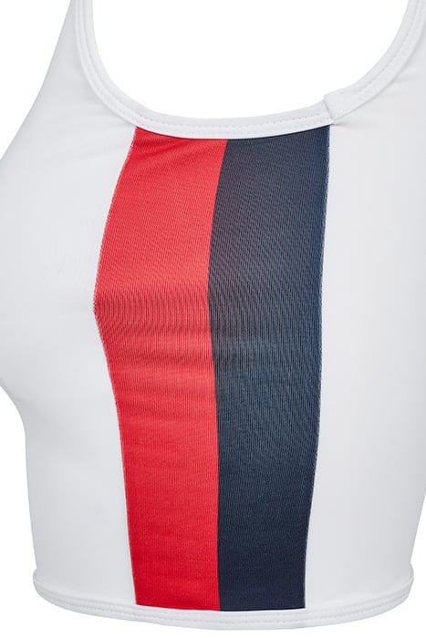 LADIES SIDE STRIPE CROPPED ZIP TOP WHITE/FIRERED/NAVY 4