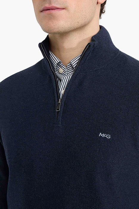 STRUCTURED ZIP MOCK SWEATER NAVY 6