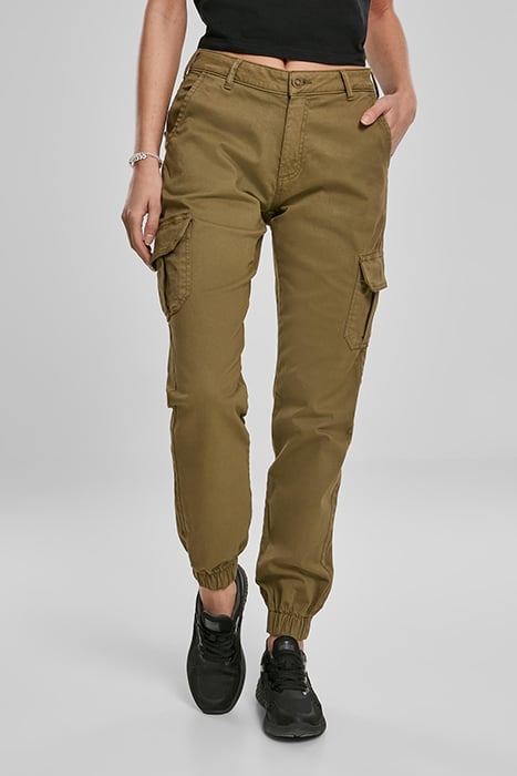 LADIES HIGH WAIST CARGO PANTS SUMMEROLIVE 1