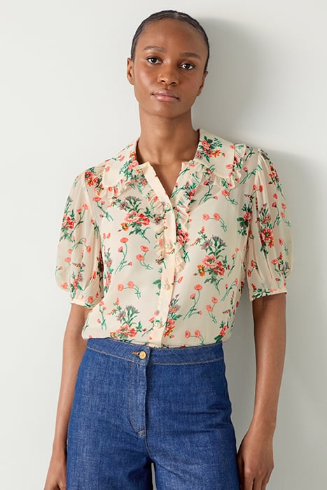 FLORA RUFFLE BUTTON-DOWN SHIRT CREAM 1