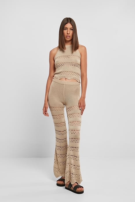 LADIES FLARED CROCHET KNIT LEGGINGS SOFTSEAGRASS 3