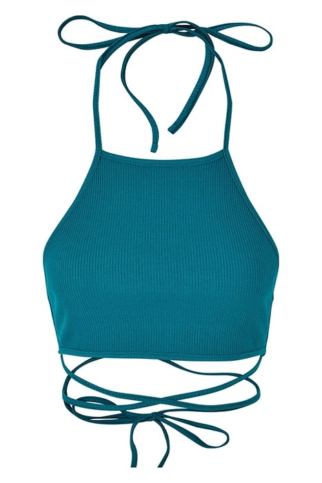 LADIES RIB TRAPEZE CROPPED TOP WATERGREEN 4