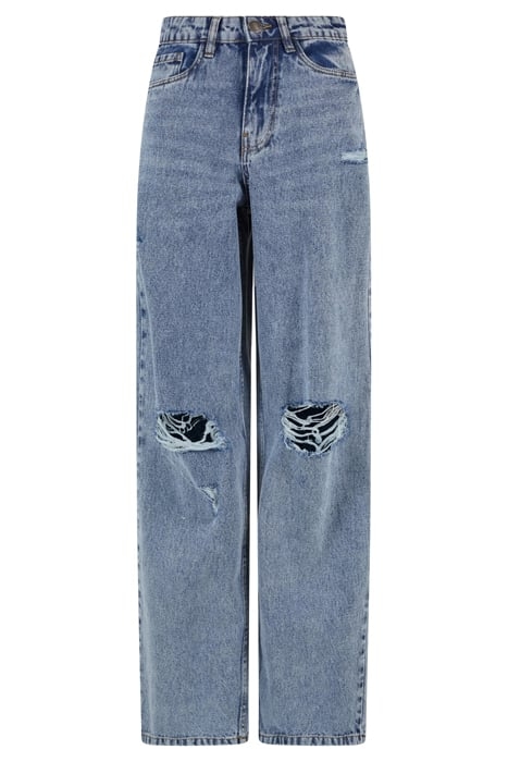 LADIES DISTRESSED 90'S WIDE LEG DENIM PANTS VINTAGE LIGHTBLU 4