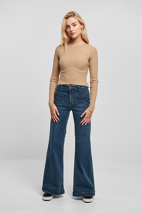 LADIES SHORT RIB KNIT TWISTED BACK SWEATER UNIONBEIGE 3