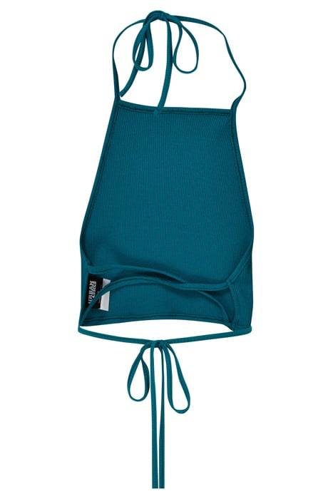 LADIES RIB TRAPEZE CROPPED TOP WATERGREEN 5