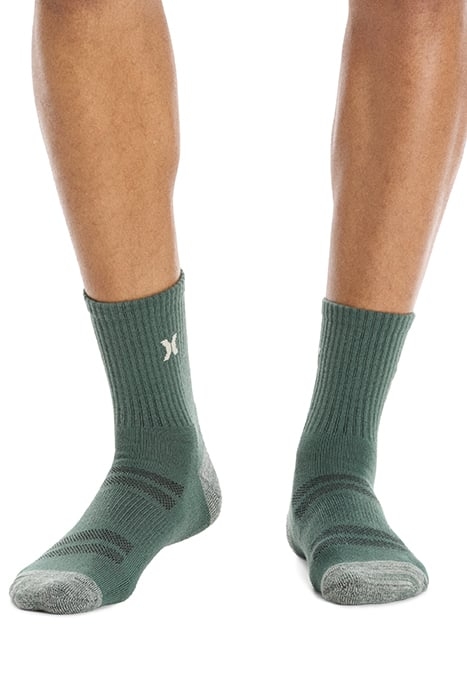 6PK MENS 1/2 TERRY HI QTR CREW BLUE / TAN 8