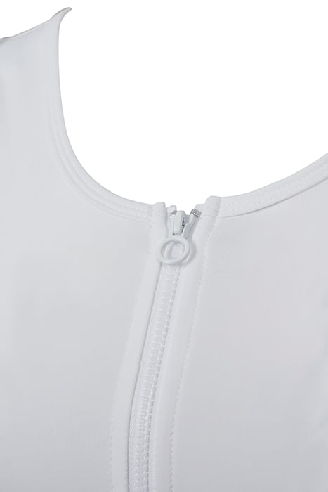 LADIES SIDE STRIPE CROPPED ZIP TOP WHITE/FIRERED/NAVY 5