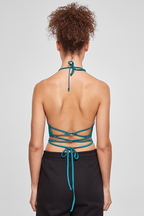 LADIES RIB TRAPEZE CROPPED TOP WATERGREEN 2