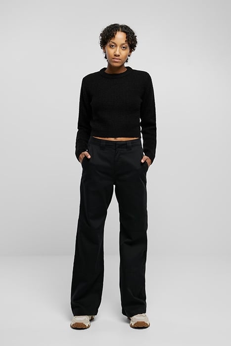 LADIES SHORT WAFFLE SWEATER BLACK 3