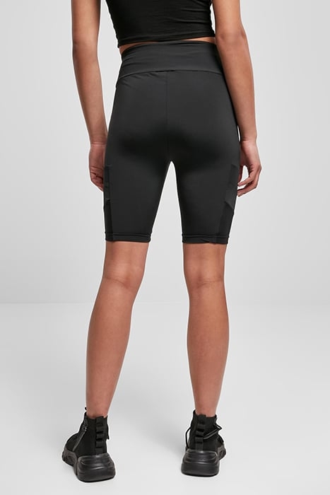 LADIES HIGH WAIST TECH MESH CYCLE SHORTS BLACK 2
