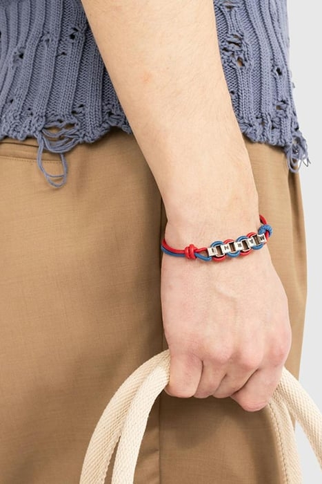 MARNI – LOGO CHAIN LEATHER BRACELET RED/OCEAN 2