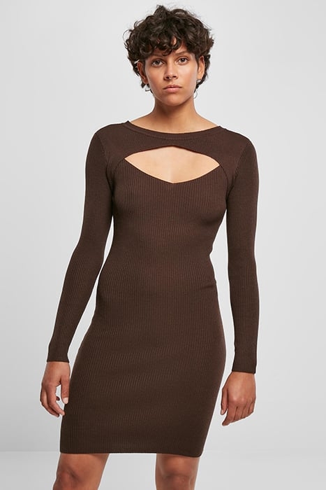LADIES CUT OUT DRESS BROWN 1
