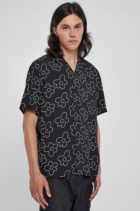 VISCOSE AOP RESORT SHIRT BLACKFLOWER 1