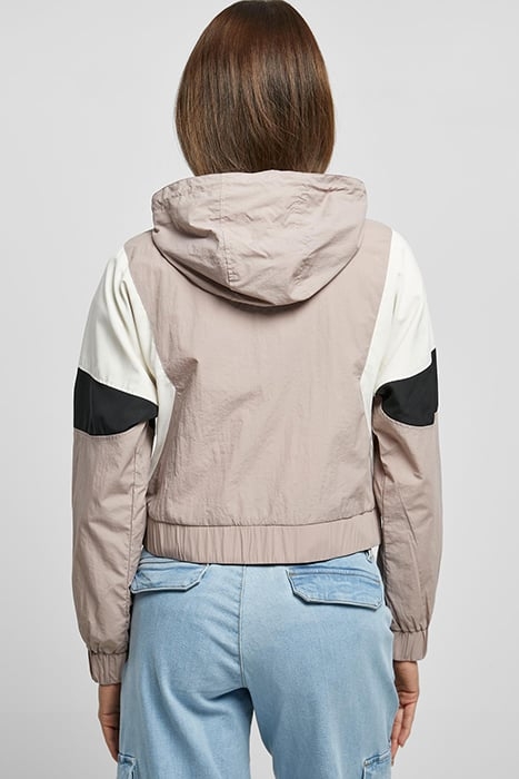 LADIES SHORT 3-TONE CRINKLE JACKET DUSKROSE/WHITESAND/BLACK 2