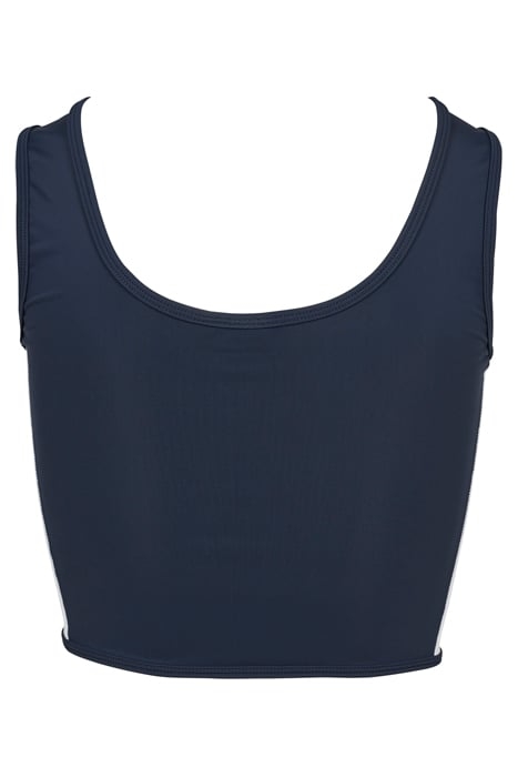 LADIES SIDE STRIPE CROPPED ZIP TOP NAVY/FIRE RED/WHITE 4