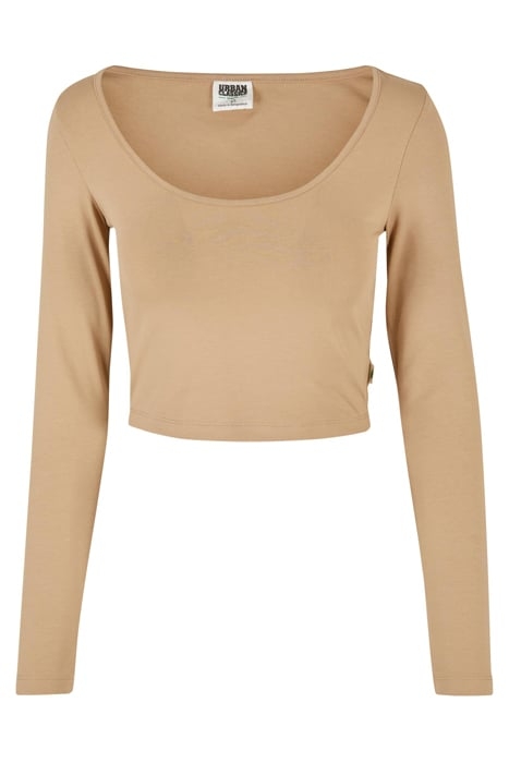 LADIES ORGANIC WIDE NECK CROPPED LONGSLEEVE UNIONBEIGE 4